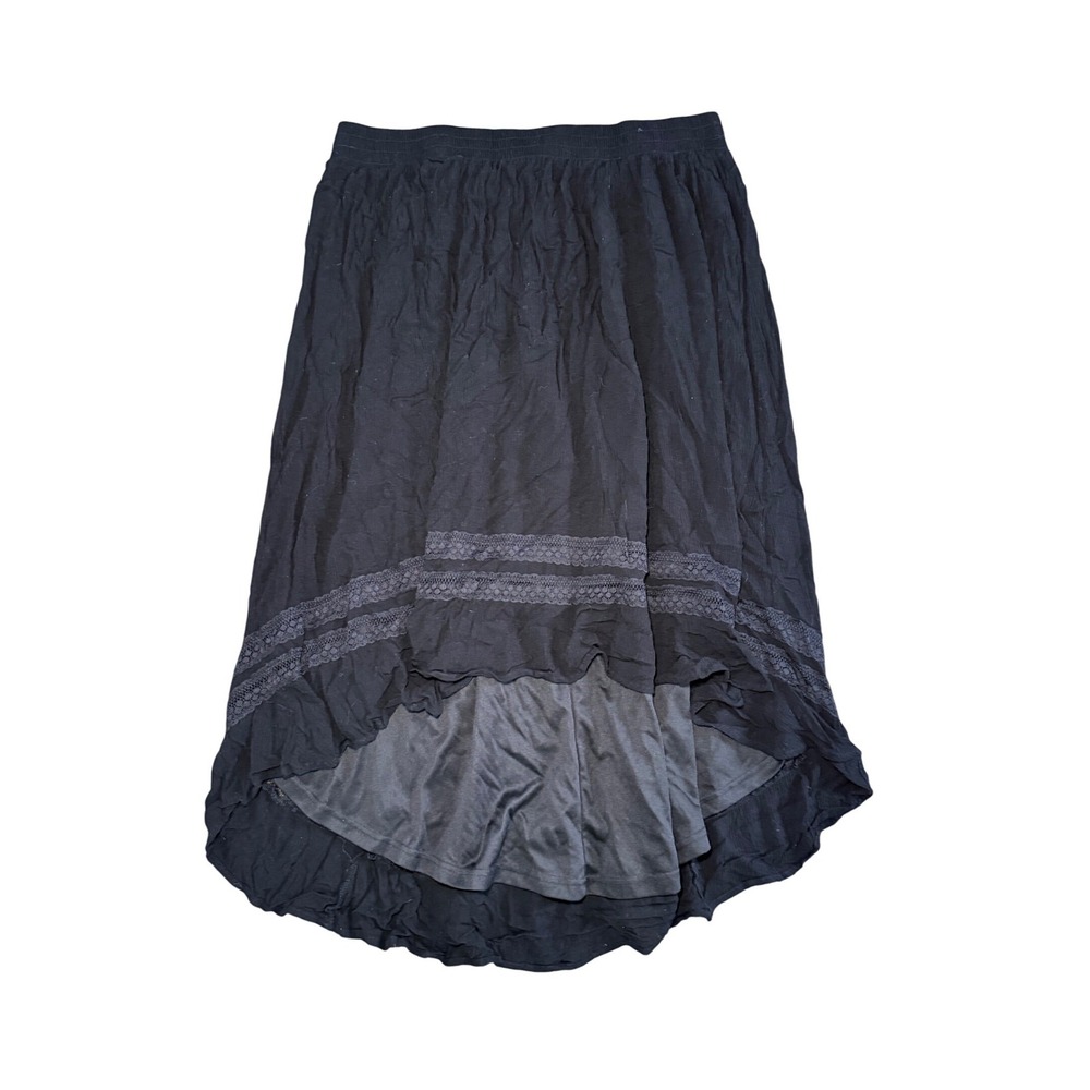 Torrid Black Hi Low Lace Trimmed Midi Skirt Size 1X Whimsigoth Witchy Fairy Boho